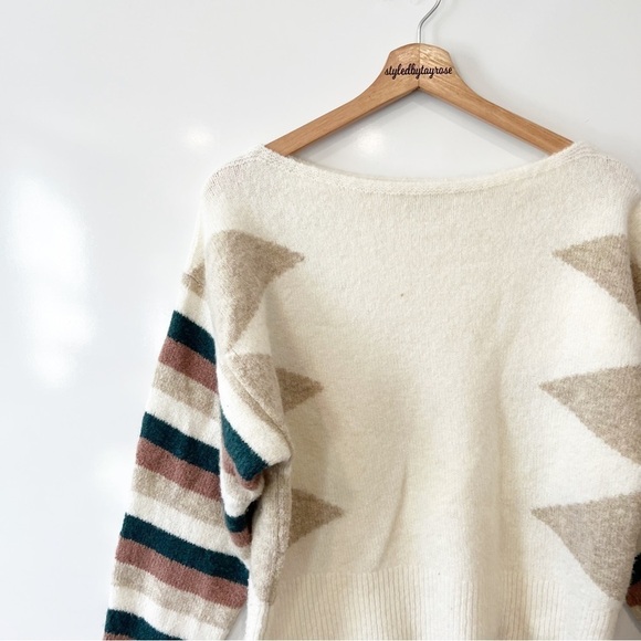 Madewell Stripe-Sleeve Geo Pullover Sweater - Picture 5 of 13